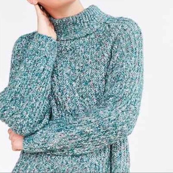 Urban Outfitters Silence + Noise Easton Mock Neck Teal chunky knit Sweater XS - Picture 2 of 10